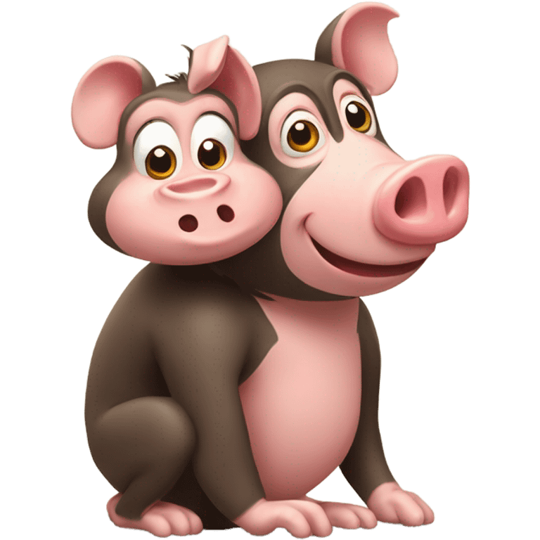 monkey and a pig together  emoji