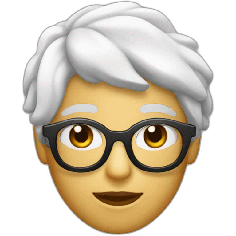 persona blanca  de pelo negro con entradas y lentes emoji