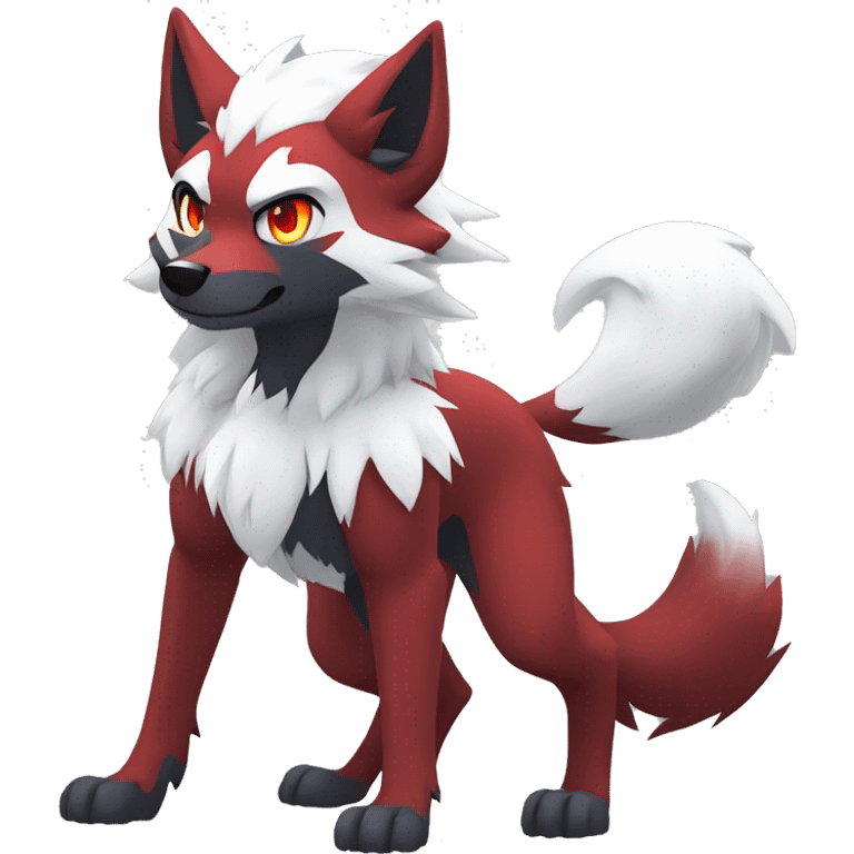 Anthro-Lycanroc-Red-White-Werewolf-Midnight-form Full Body emoji