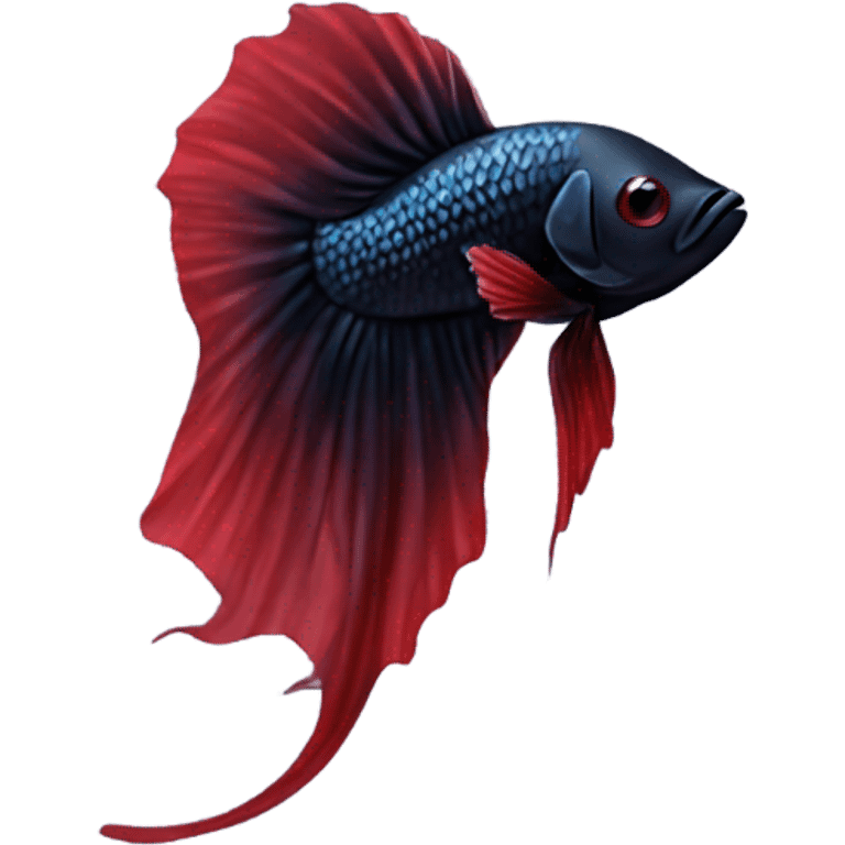 Fully Black betta fish short fins tiny red lines  emoji