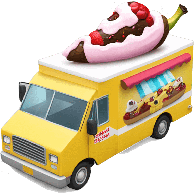 Side view 20 foot long banana split Ice Cream Truck  emoji