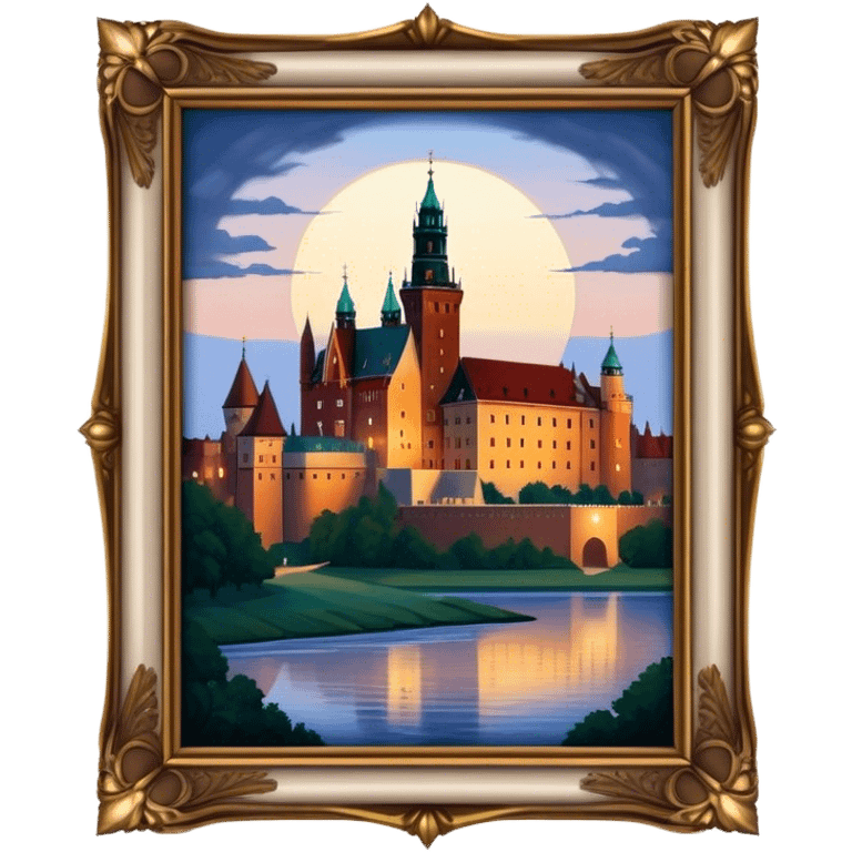 Cinematic Realistic Wawel Castle Landmark Emoji, depicted with the historic royal castle rendered with intricate detail and dramatic, majestic lighting. emoji