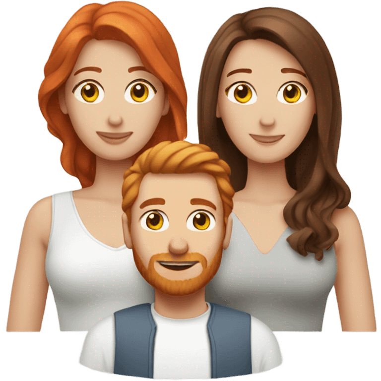 2 redhead women and a brunette male
 emoji