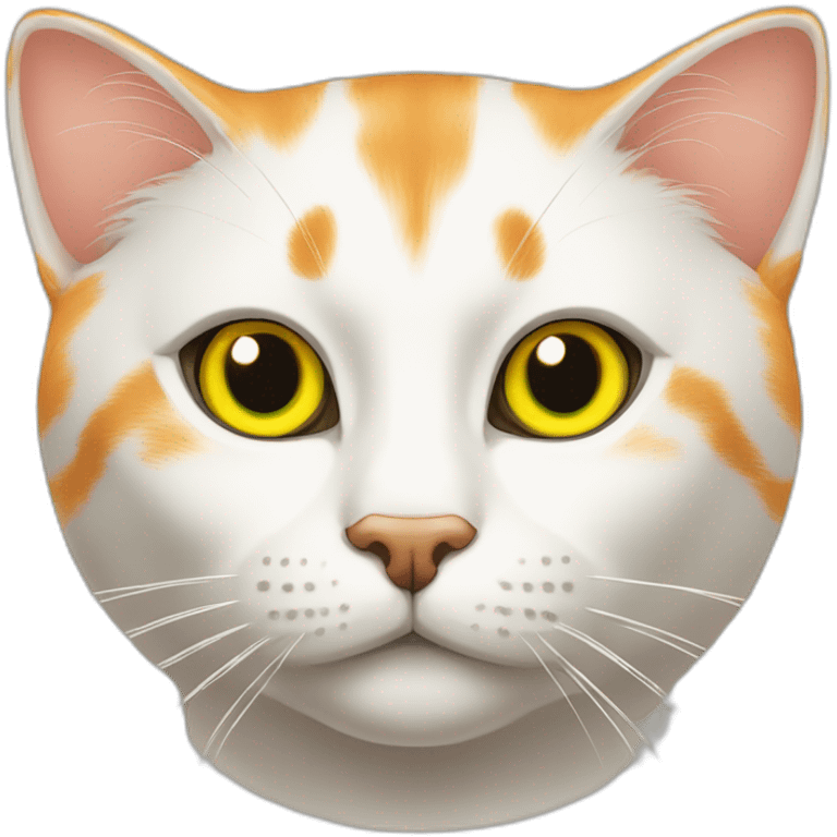 Orange and back cat with yellow eyes and green pupils emoji