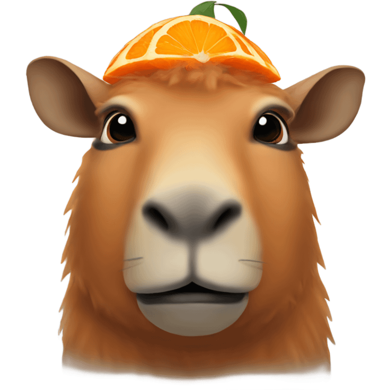 Cabybara with an orange on its head emoji