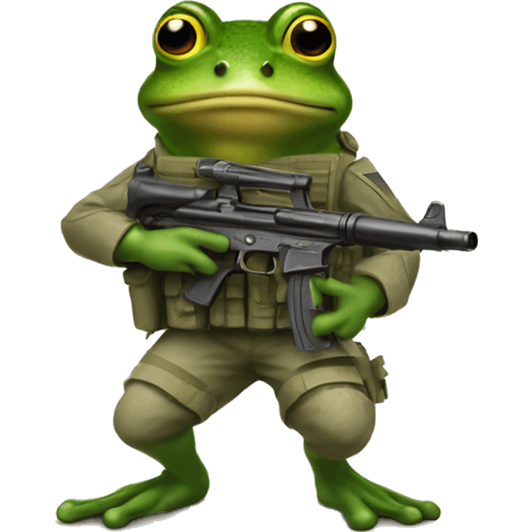 Solider frog holding gun emoji