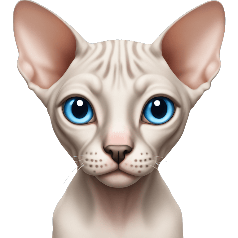 sphynx cat with black spot between his eyes blue eyes emoji