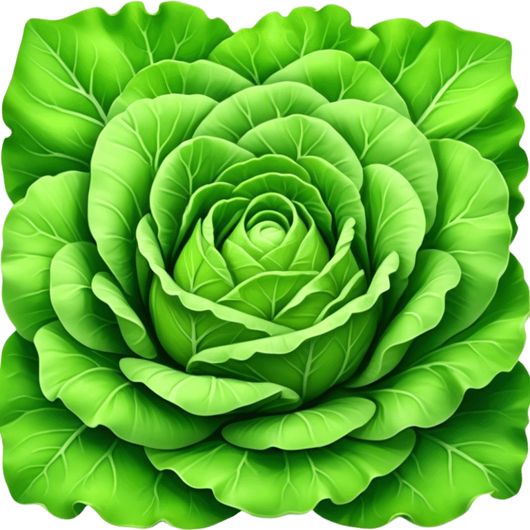 Cinematic crisp green lettuce, fresh and leafy, slightly curled edges, detailed textures, vibrant and refreshing, ultra-realistic and inviting. emoji