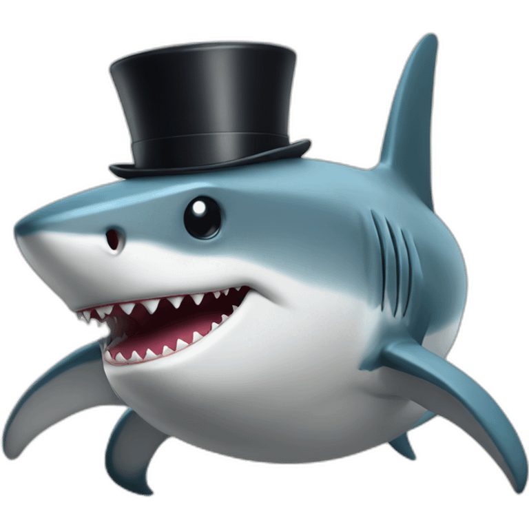 Shark with a top hat I emoji