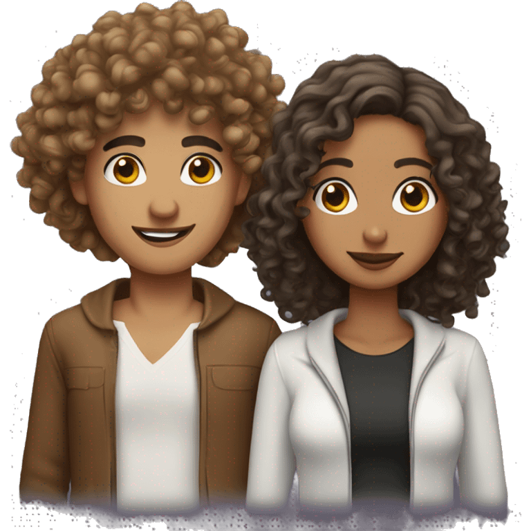 Mixed curly hair girl with arabian boyfriend  emoji