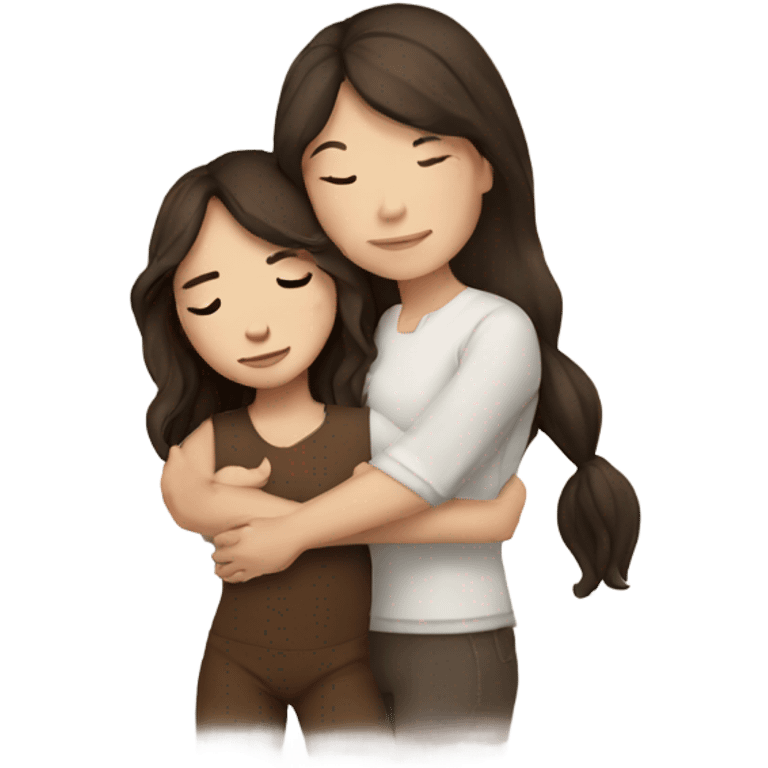 Girl with dark brown hair hugging brown horse with white spots  emoji