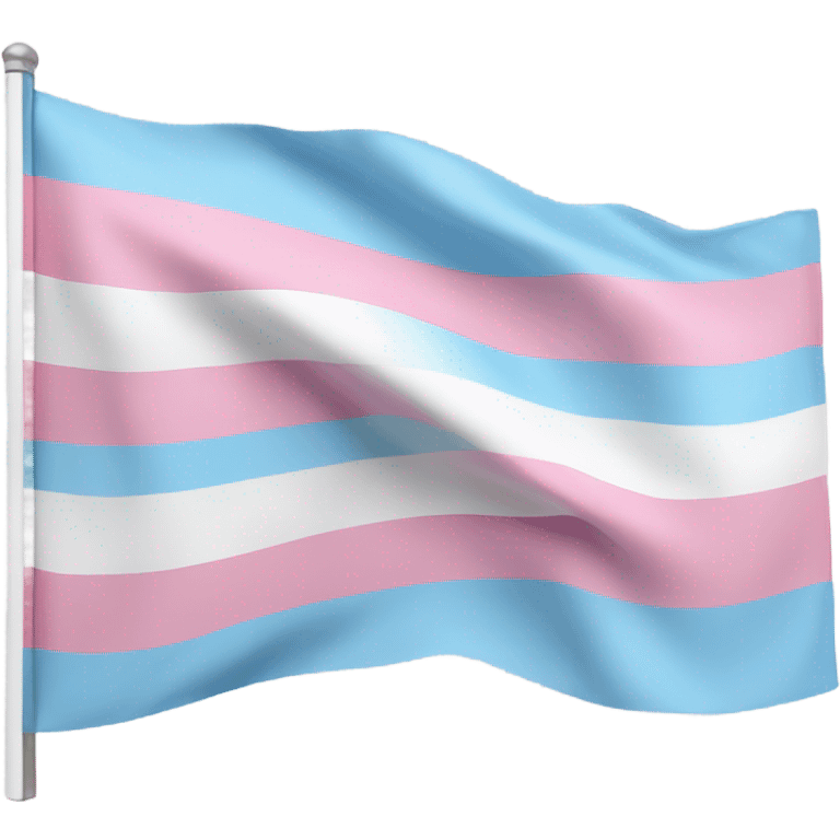 transgender pride flag with five horizontal stripes: light blue, pink, white, pink, and light blue emoji