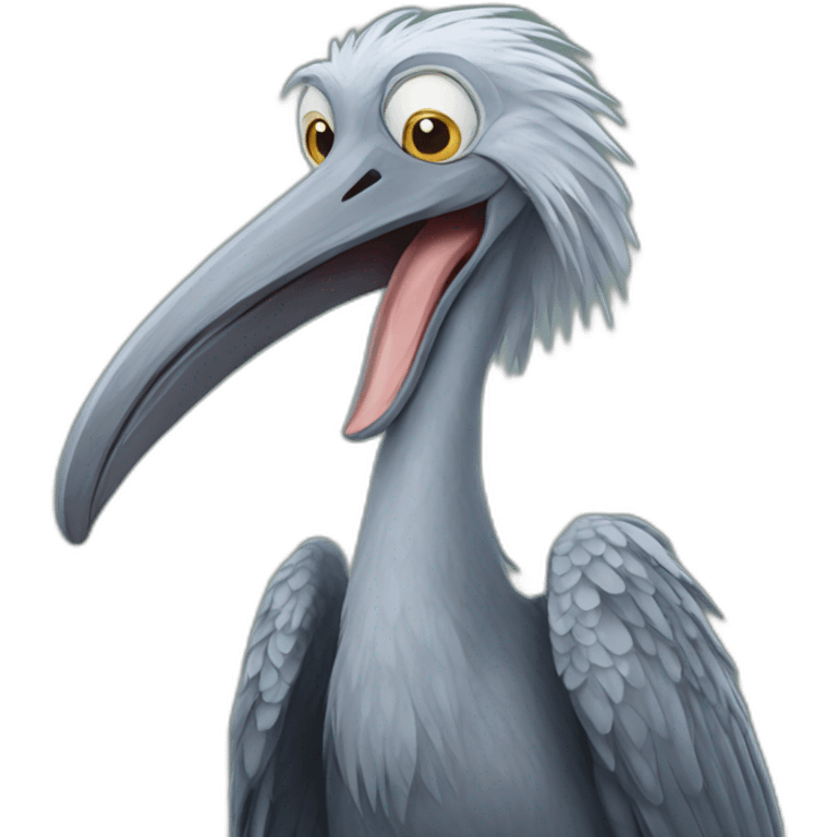 A shoebill laughing emoji