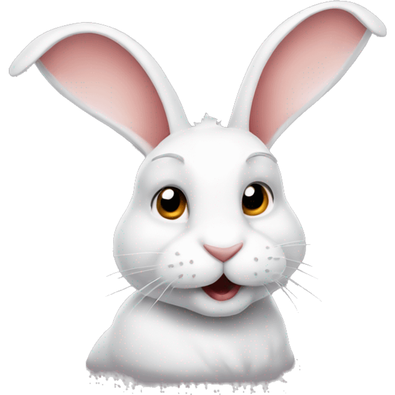 A white rabbit with an X as a mouth and two big ears emoji