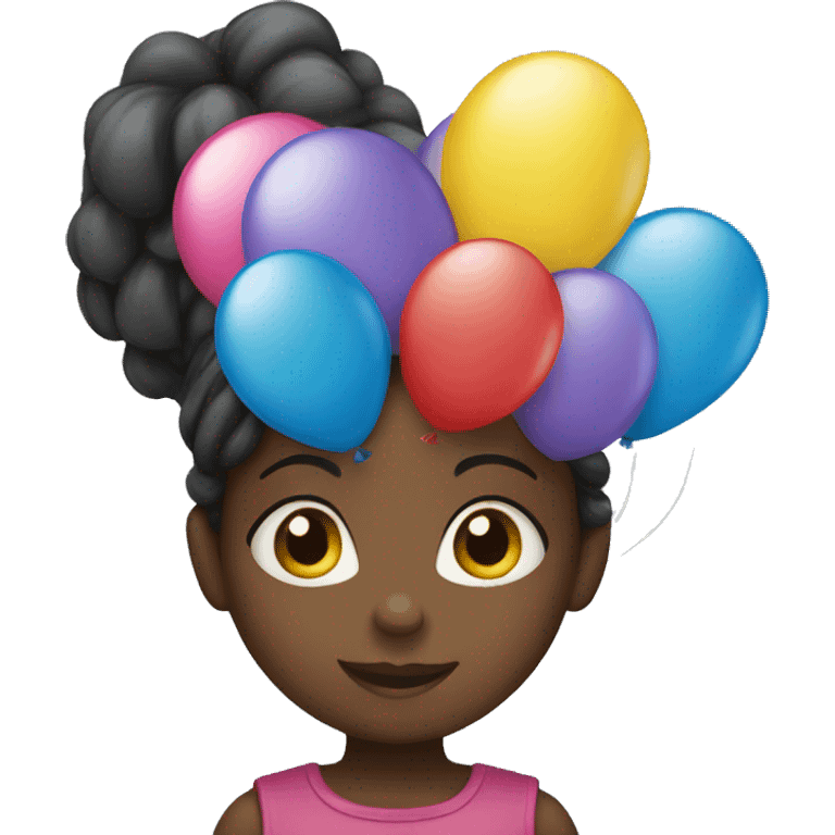 A little black girl holding 5 balloons  emoji