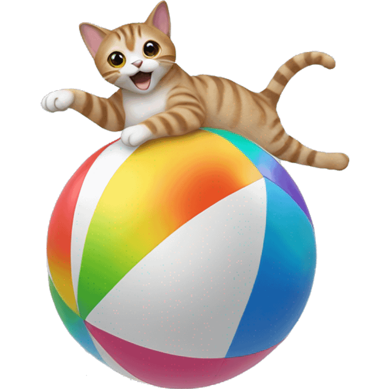 cat dancing on top of a beach ball emoji