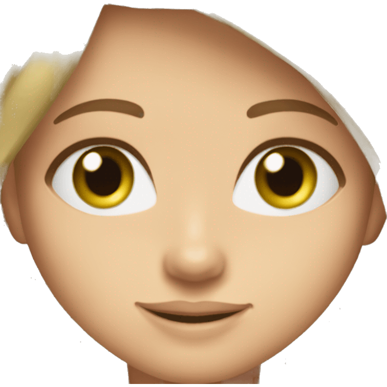 golden brown straight hair green eyes lavender dress attractive emoji