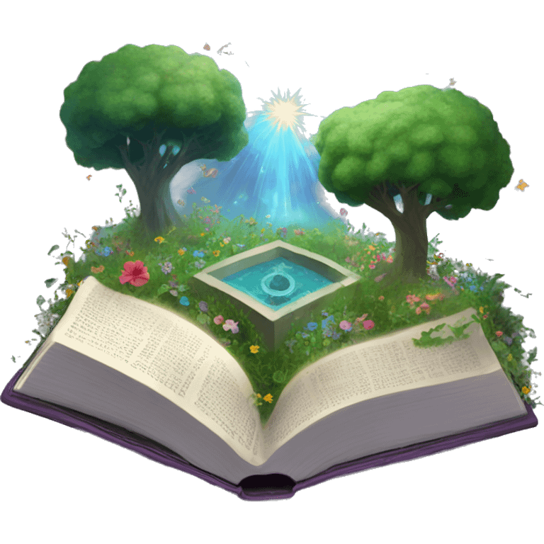 Holy Bible with a magical garden coming from it  emoji