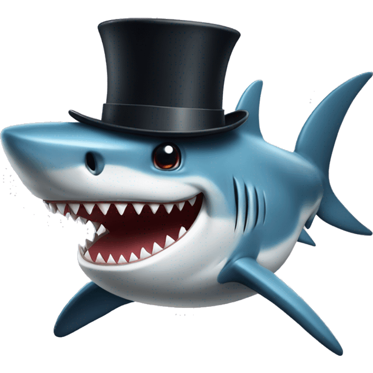 Shark with a top hat emoji