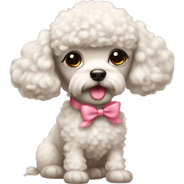 Cute poodle with a bow emoji