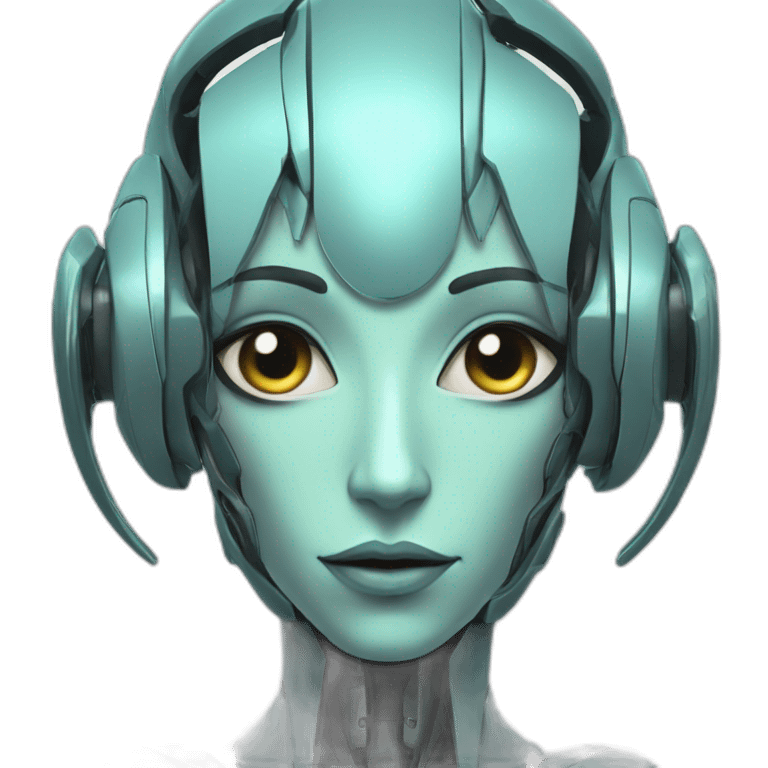 Cyber futuristic elf robot face long ears emoji