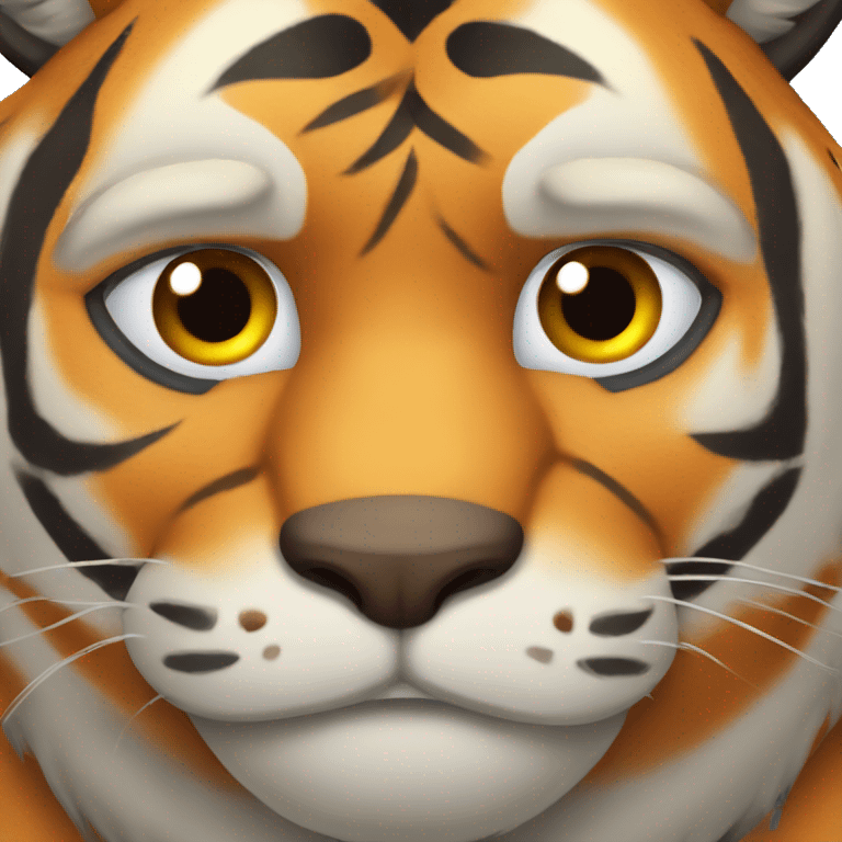 A CONCERNED TIGER WITH A DOUBLE CHIN emoji