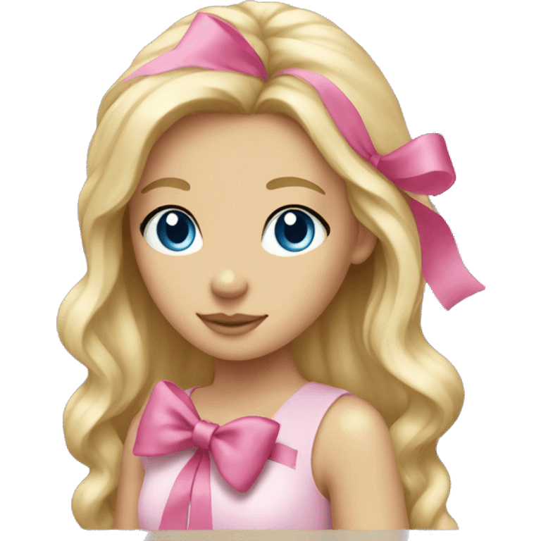 Blonde girl with pink bow blue eyes  emoji