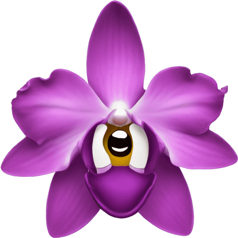 orchid with face emoji