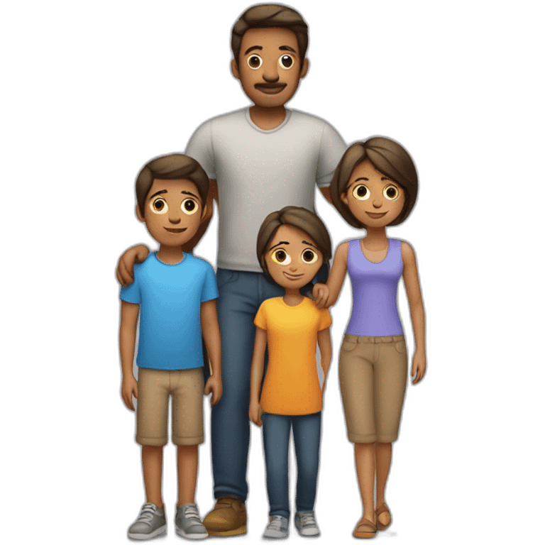 Family with 4, father, mother, teenager boy, small girl emoji