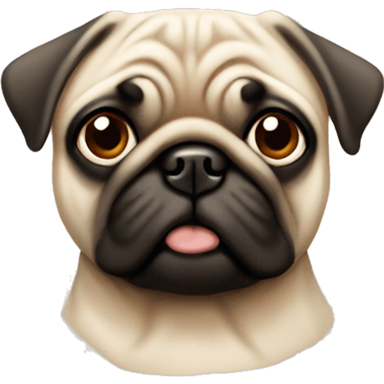 A Beige Pug with brown eyes emoji