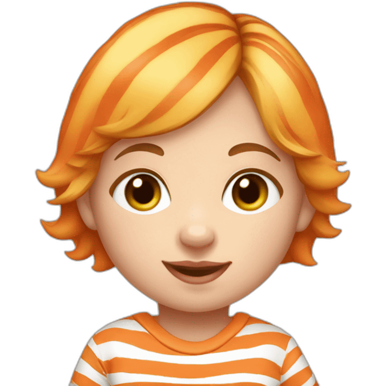 Caucasian newborn girl in orange tiger stripe shirt emoji