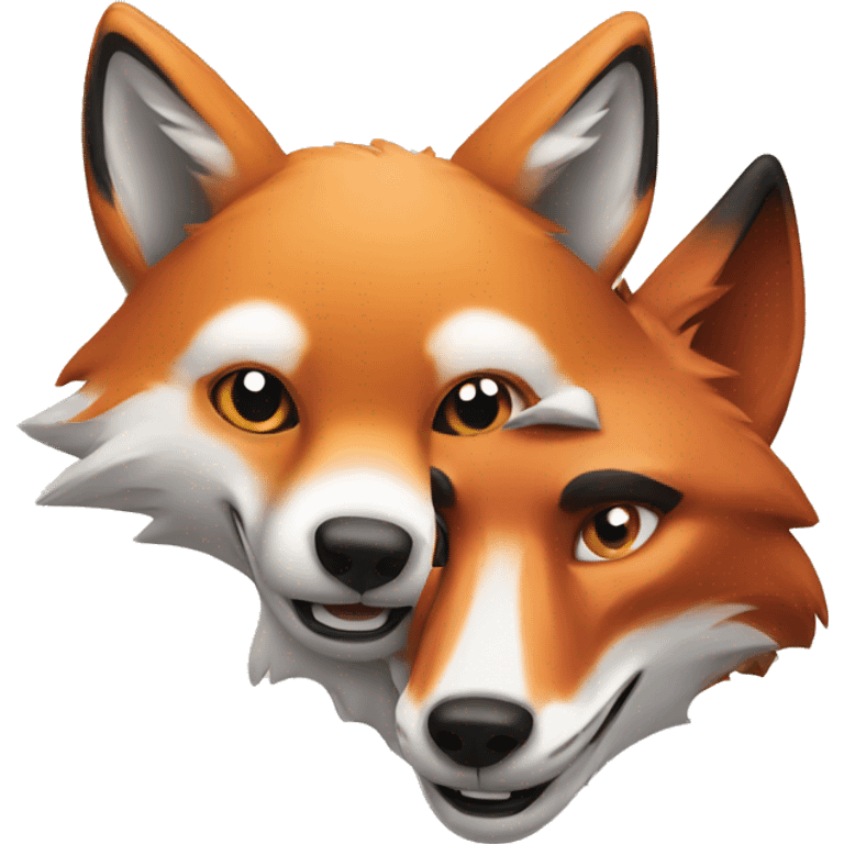 Fox and wolf playing emoji