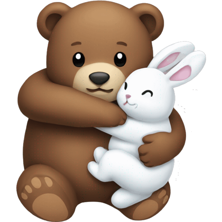 brown bear and white bunny hugging emoji