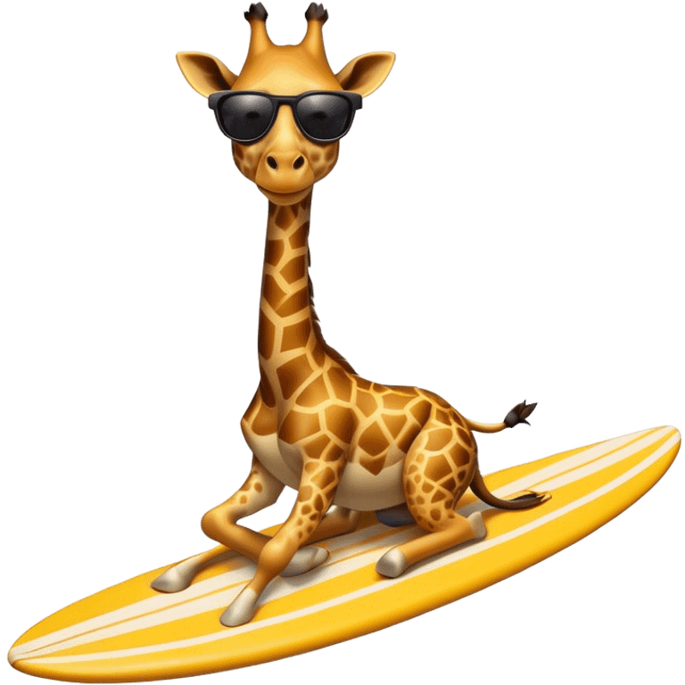 giraffe with sunglasses on a surfboard  emoji