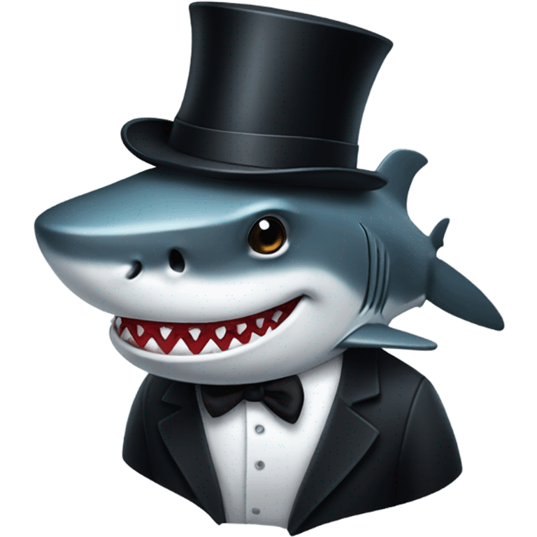 Shark with a top hat emoji