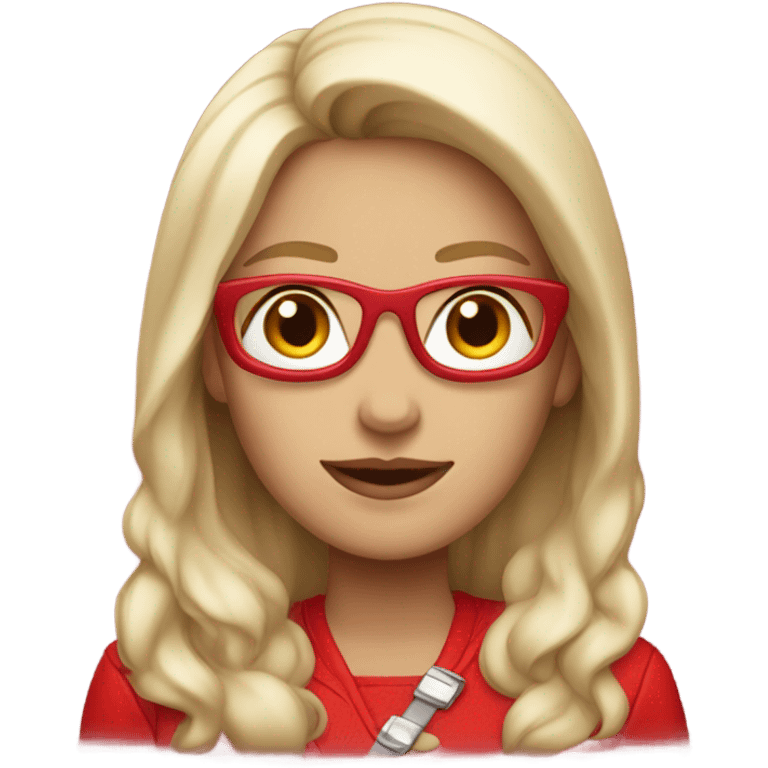 white female in red emoji