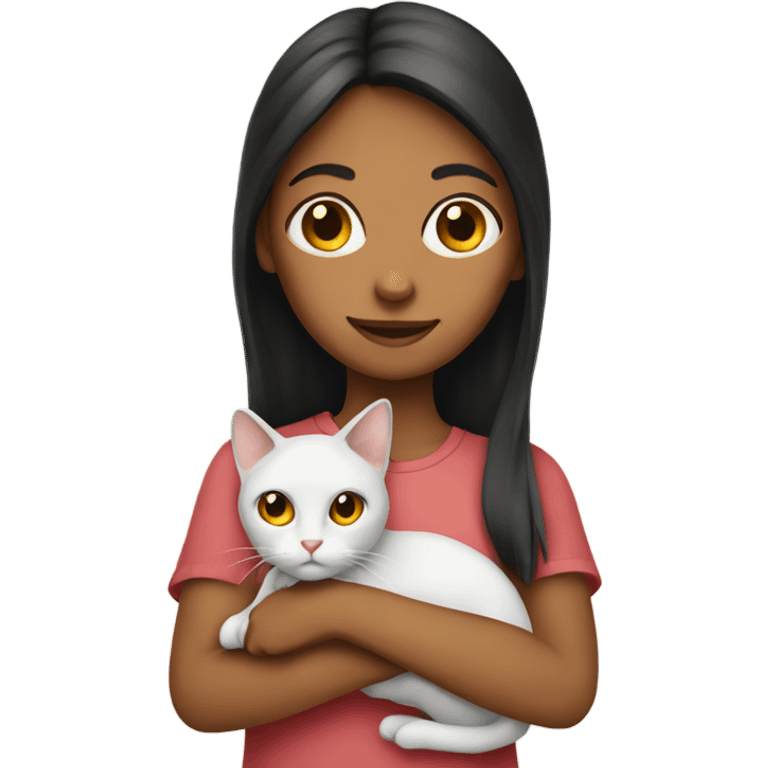 Girl holding cat emoji