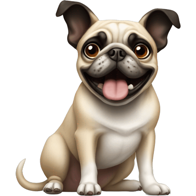 Pug barking at a Boston terrier emoji