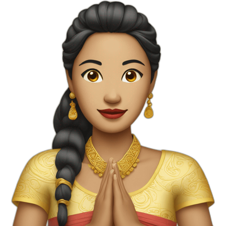 balinese woman in traditional dress and cover hand emoji