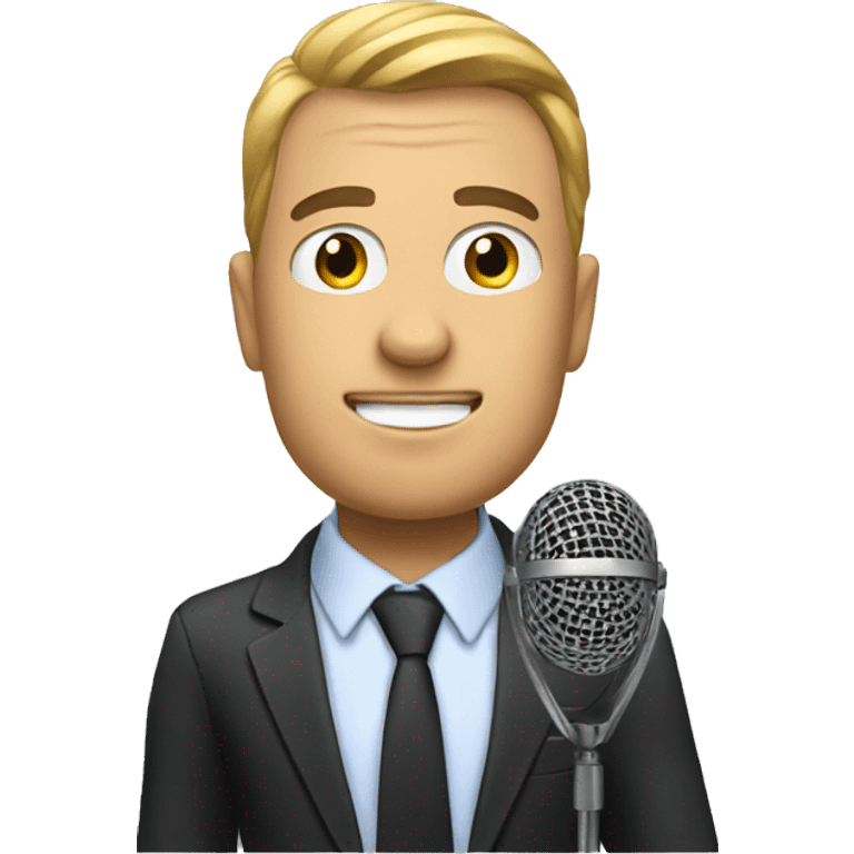 Guy taking interview with microphone  emoji