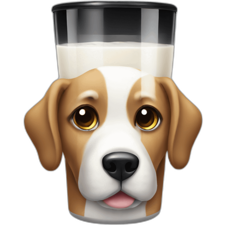 dog with black glass drink milk emoji