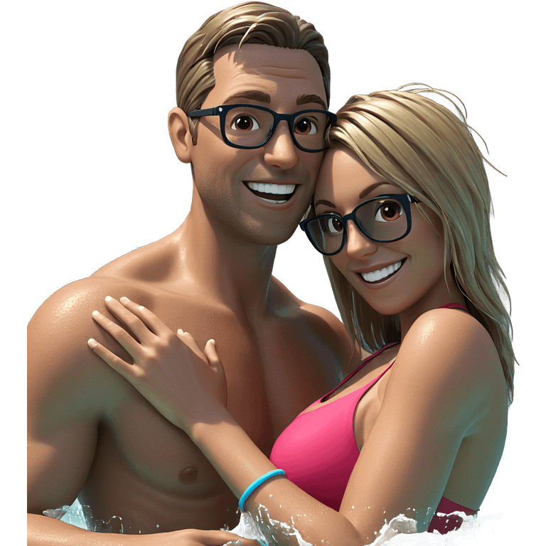 couple enjoying water fun emoji