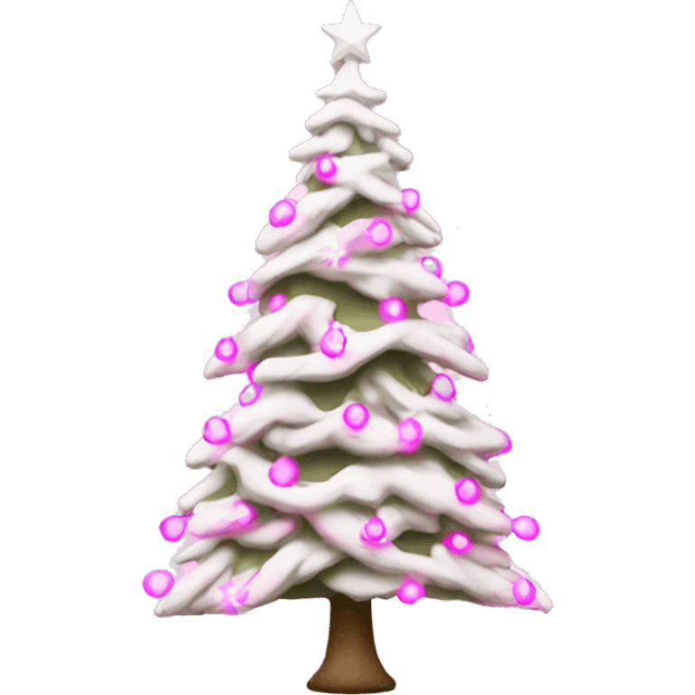 White Christmas tree with pink lights emoji