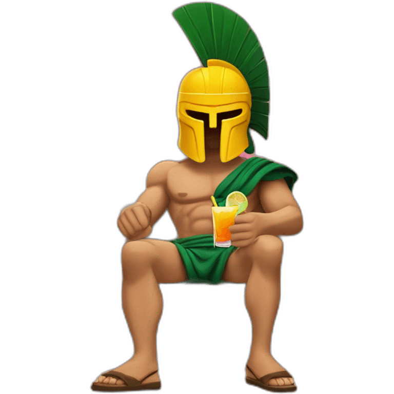 A  spartan Leonidas drinking a relaxed coktail on a sofa emoji