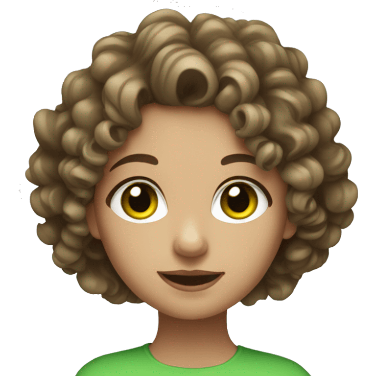 light brunette girl with curly hair and green eyes emoji