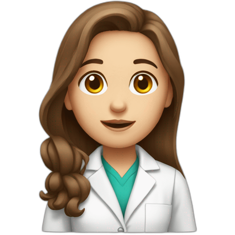 Cute Chemist Lab girl long brown hair emoji