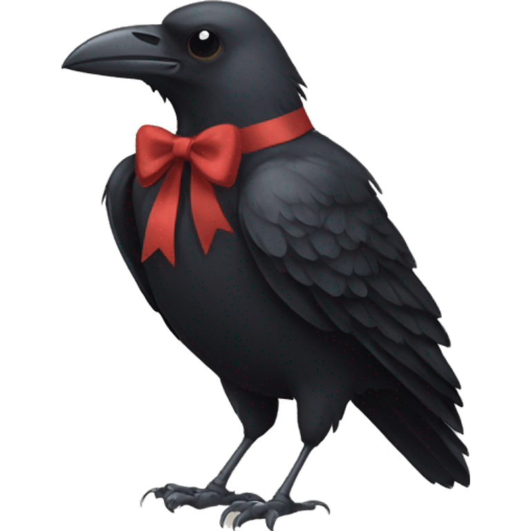 A crow wearing a bow emoji