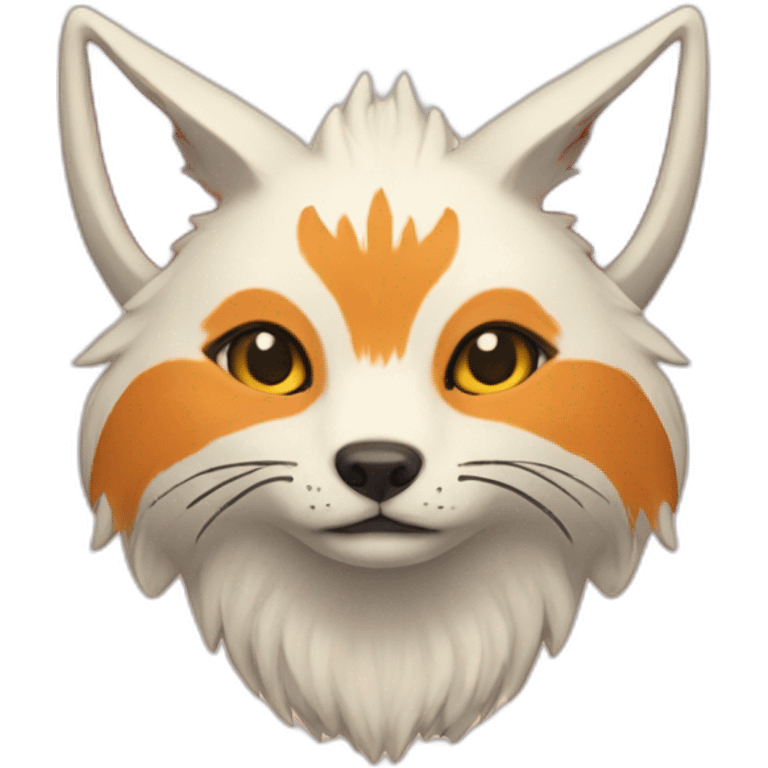 kitsune with 9 big petalshaped tails at back emoji