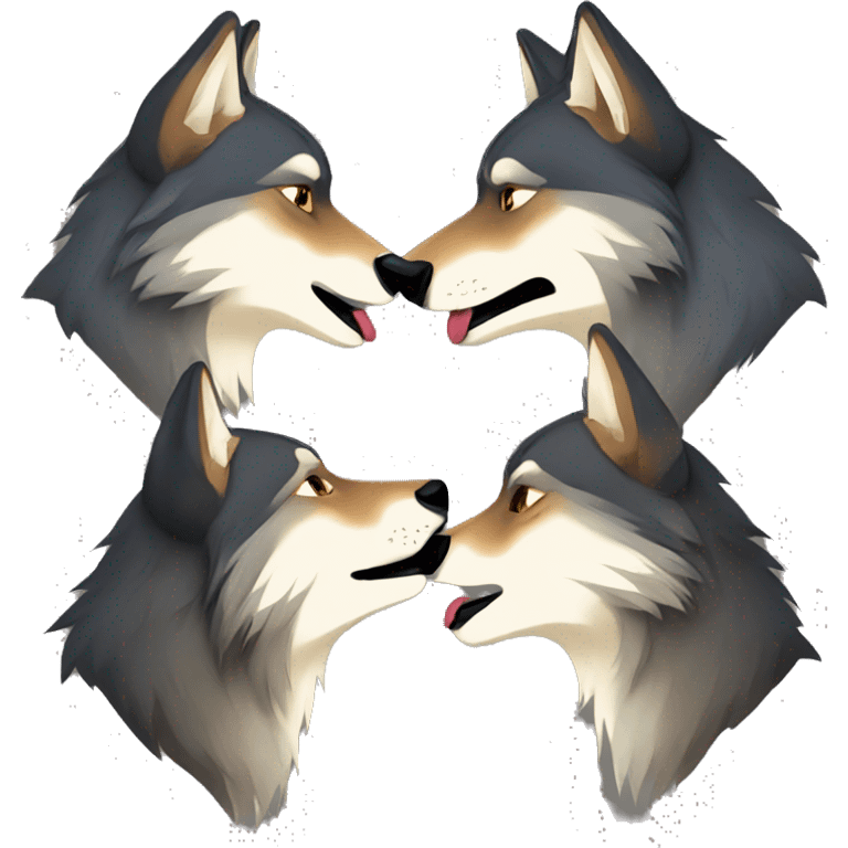 Wolves kissing emoji