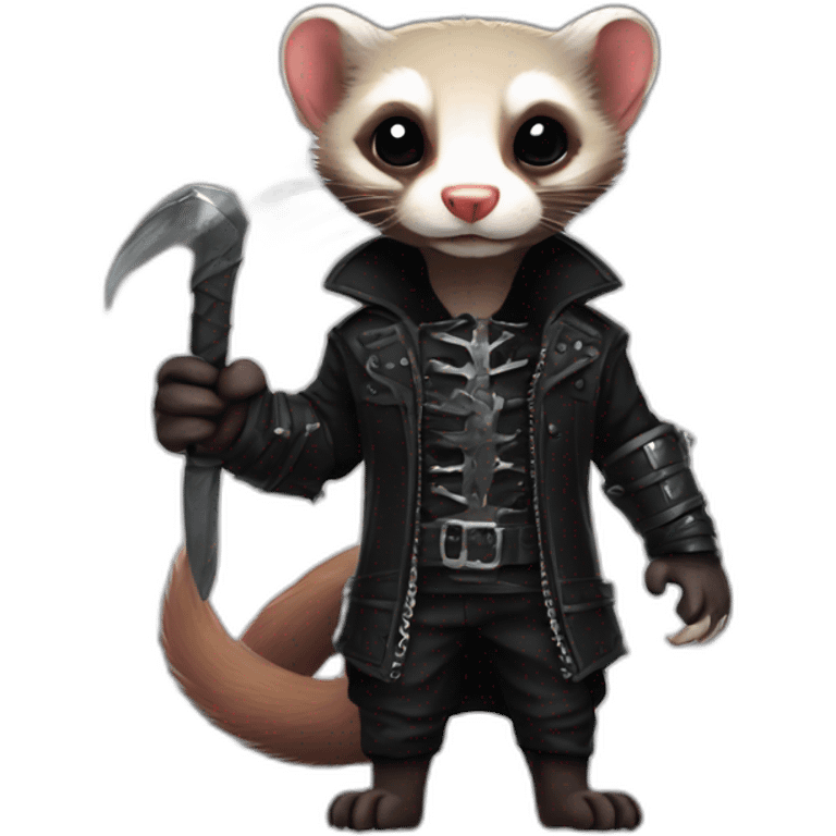 Red ferret wearing black gothic heavy metal clothing emoji